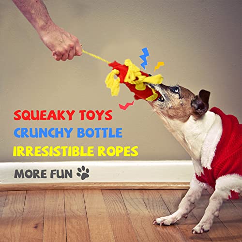 lilfrd Water Bottle Dog Toys - Dog Puzzle Squeaky Enrichment Treat Dispensing Rope Snuffle Plush Toy, No Stuffing Durable Soft Crunchy Toys for Small Medium Large Dogs Puppy - Octopus Squid - style: Octopus