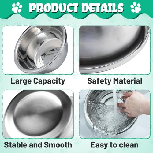 2 Pcs 1 Gallon Large Dog Bowls - Food Grade Stainless Steel Metal Water Bowls, Easy to Clean Food Bowl for Medium Large Dogs Indoor Outdoor - size: 1 Gallon