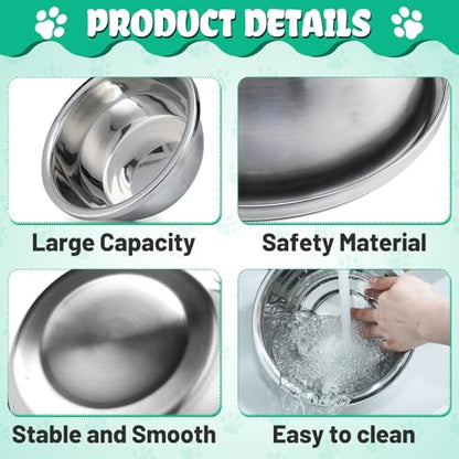 2 Pcs 1 Gallon Large Dog Bowls - Food Grade Stainless Steel Metal Water Bowls, Easy to Clean Food Bowl for Medium Large Dogs Indoor Outdoor - size: 1 Gallon