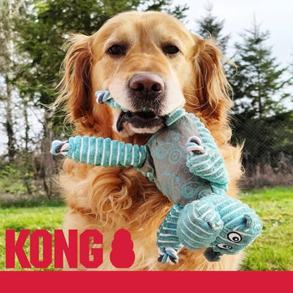 KONG Floppy Knots Combo Dog Toy - Hippo and Elephant Bundle - Interal Knotted Rope with Squeakers and Less Stuffing - Medium/Large