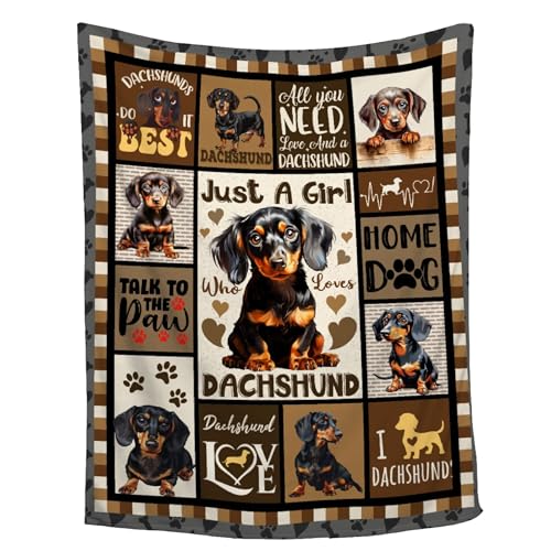 Just A Girl Dachshund Dog Blanket, Super Soft & Cozy, 90"x120" Family Size - color: Just a Girl Who Loves Dachshund, size: 90"x120"-Family Size