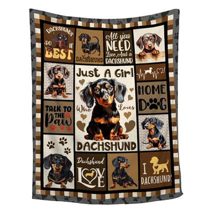 Just A Girl Dachshund Dog Blanket, Super Soft & Cozy, 90"x120" Family Size - color: Just a Girl Who Loves Dachshund, size: 90"x120"-Family Size