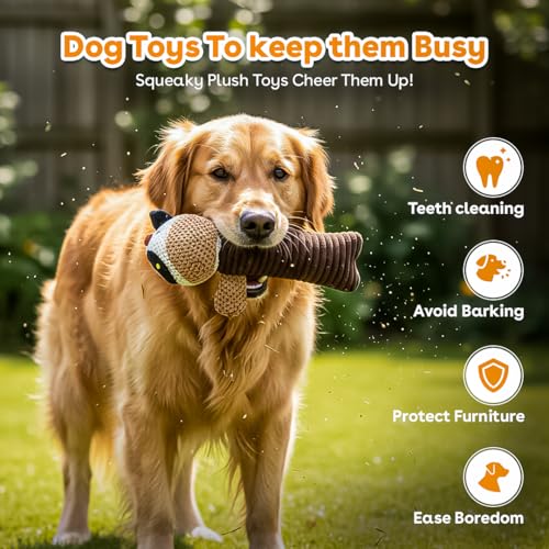 NatureTailsPaw Soft Dog & Cat Toy – Cute Squeaky Interactive Chew Toy for Puppies & Kittens, Durable Plush Teething Toy for Small, Medium & Large Breeds (Bear) - color: Bear