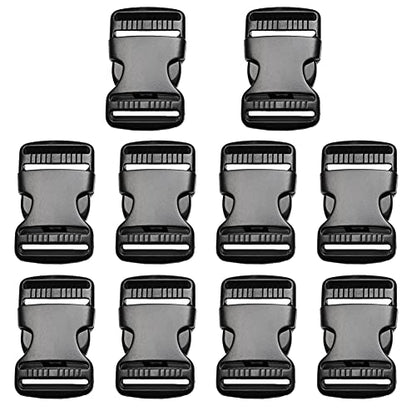 CooBigo 10 Pack 1-1/2" Plastic Side Release Buckle Dual Adjustable Outdoor Camping Tactical Backpack Belt Strap Webbing Bag Hardware Accessories 1-1/2" Dual Release Buckle Black - color: D#: 1-1/2"(10pcs)
