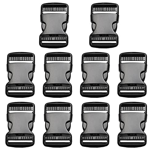 CooBigo 10 Pack 1-1/2" Plastic Side Release Buckle Dual Adjustable Outdoor Camping Tactical Backpack Belt Strap Webbing Bag Hardware Accessories 1-1/2" Dual Release Buckle Black - color: D#: 1-1/2"(10pcs)