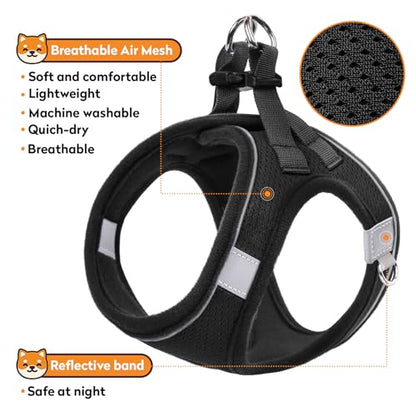 Dog Harness with Leash Set, No-Pull Step-in Reflective Pet Harness with 1 Leash Clips, Adjustable Soft Padded Easy Walk Dog Vest for Small Medium Large Dogs, Cats(Carbon Black, Medium) - color: Black, size: M(Chest:15"-16.5")