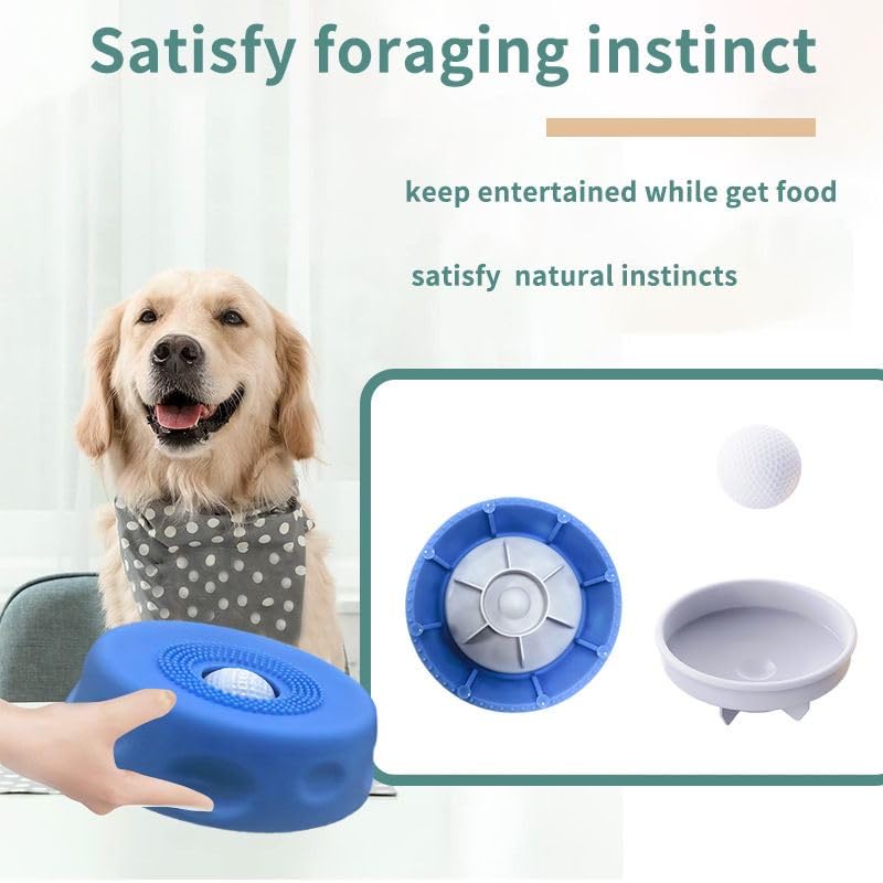 Slow Feeder Dog Lick Bowl with Rolling Ball,Anti-Slip Silicone Puzzle Feeder for Liquid Treats,Bone Broth,Yogurt,Wet Food,Anxiety Relief Enrichment Lick Toy for Large Medium Small Dogs & Cats (Grey) - color: Grey