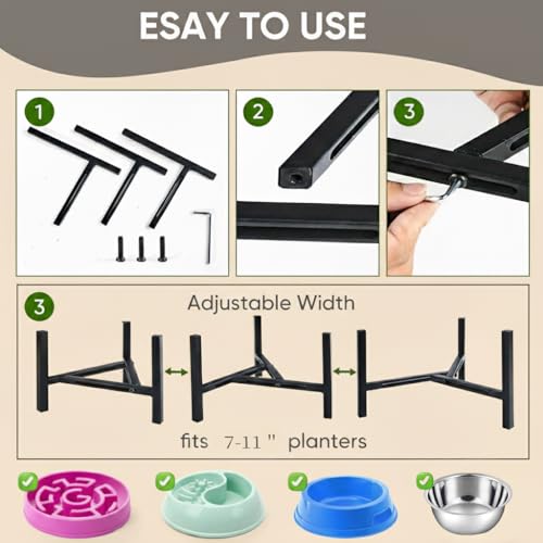 Adjustable Width Dog Bowl Holder - Single Bowl Feeder for Medium to Large Breed Dogs, fits Bowls from 8-11 inches, Sturdy Metal Construction, Ergonomic Design (Bowl not Included) (1-Pack) - size: 1-Pack