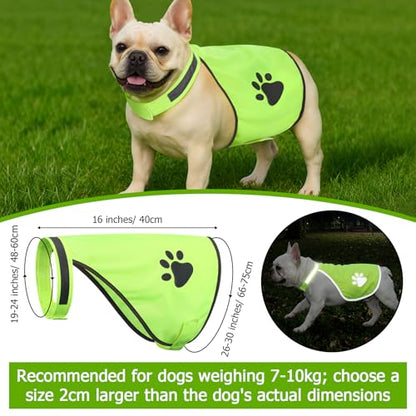 Shinylin 4 Pcs Reflective Running Gear for Dog Walking Reflective Vest Adjustable High Visibility, Sports Wristbands, Dog Safety Vest for Pets Outdoor Walking Cycling Camping(Fluorescent Green)