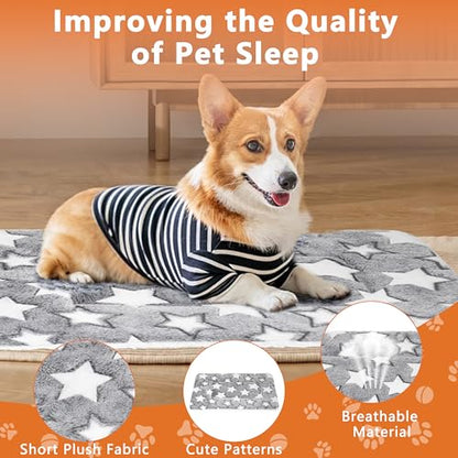 Dog Bed Mat,Soft Dog Kennel Pad with Cute Pattern,Multi-Size Durable & Machine Washable,Pet Pad for Dogs & Cats (Gray Star, X-Large) - color: Gray Star, size: 33.1''L×22.4''W×1.4''Th