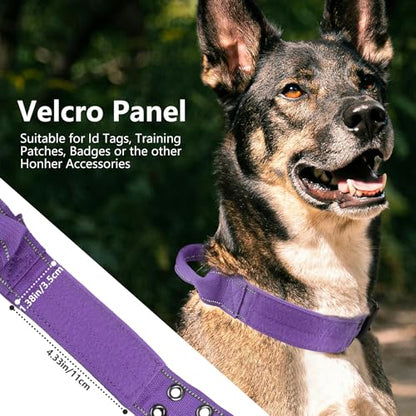 Tactical Dog Collar with Control Handle, Military Adjustable Pet Collar Reflective Heavy Metal Buckle Dog Collar, Soft Nylon Training Collar for Medium Large Dogs (Purple, X-Large) - color: Purple, size: X-Large