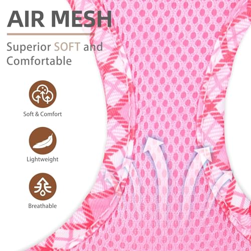 PUPTECK Dog Harness and Leash Set for Small Medium Dogs No Pull Step-in Soft Mesh Puppy Cat Vest Harnesses Reflective at Night, Pink M - color: #1 Pink(Basic Mesh), size: M(CHEST 16"-18", 11-18 lbs)
