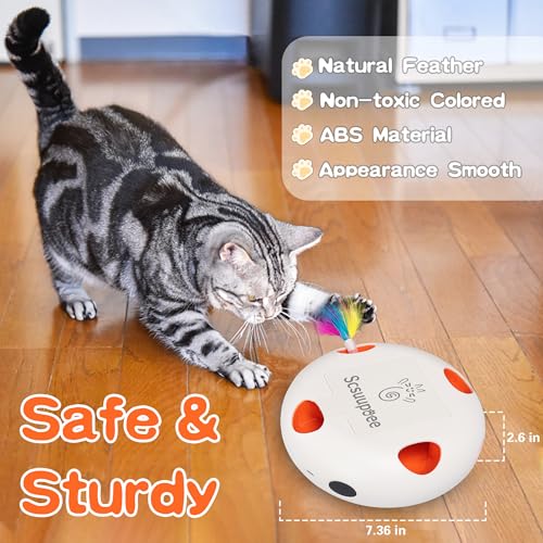 Cat Toys, Rechargeable Interactive Cat Toy, Smart Sensor Pop-Up Feather Toy with 7 Holes, USB Powered Automatic Kitten Toy for Indoor Cats, White - color: white