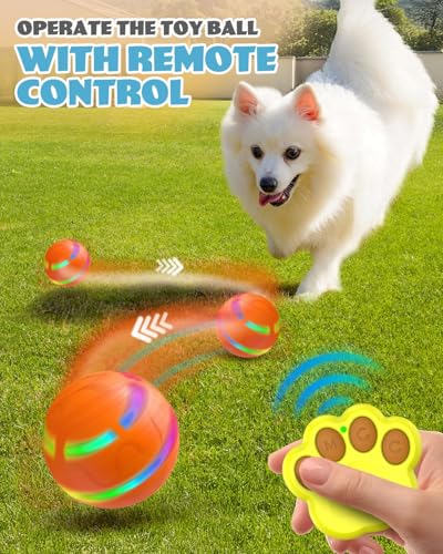 Interactive Dog Toys, Remote Control Interactive Ball for Medium/Large Dogs, Self-Rolling & Jumping Chew Proof Dog Ball, Gift for Dog Puppy Pet Christmas