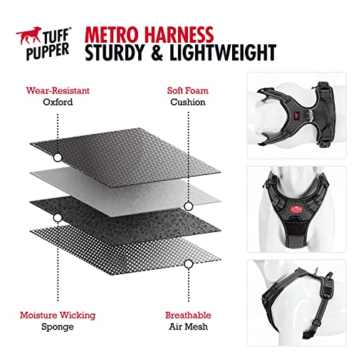 Tuff Pupper No Pull Easy Walk Dog Harness | Heavy Duty Pet Vest | Front & Back Leash Clips | Strong Safety Handle | Reflective Anti Pull Vest | Comfortable Padded Escape Proof Harness (Small, Black) - color: Epic Black, size: Small (Neck: 10-17" , Chest: