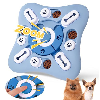 PAWSPIK Interactive Dog Puzzle Toy – Treat Dispensing Slow Feeder for Dogs, Mental Enrichment Toy with Squeaker & 16 Compartments – Durable, Non-Slip, Dishwasher Safe – Light Blue (Light Blue) - color: Light Blue