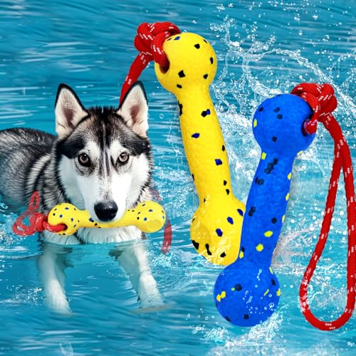 BABORUI Floating Dog Pool Toy – Durable E-TPU Dog Water Toy for Fetch & Chew, Bright Floating Dogs Toys for Pool, Beach & Outdoor Play – Dogs Beach Essentials (Yellow & Blue Stick) - color: Yellow & Blue Stick