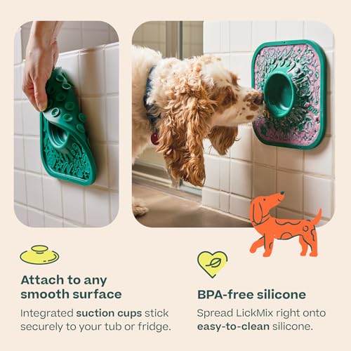 WOOF LickMat - Easy-to-Clean Lick Mat for Dogs - Slow Feeder Mat with Non-Slip Design - BPA-Free Silicone Lick Mat - Interactive Dog Toys - Lavender - color: Lavender