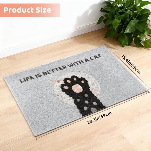 Cat Litter Mat 23.3"x15.4" - Waterproof Non-Slip Litter Box Mat, Easy Clean Washable Litter Catcher with Cute Paw Design for Indoor Cats
