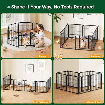 Yaheetech Dog Playpen Outdoor, 24 inch 8 Panels Dog Pen Indoor Heavy Duty Puppy Exercise Pen Metal Pet Fence for RV Camping/Yard/Garden - size: 24"