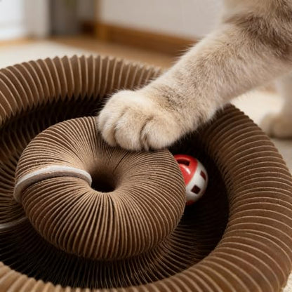 Accordion-Style Corrugated Paper Cat Scratch Pad Bed, Wear-Resistant, Lint-Free, Self-Amusing Nail Sharpening Cat Toy, Collapsible Interactive Pet Toy