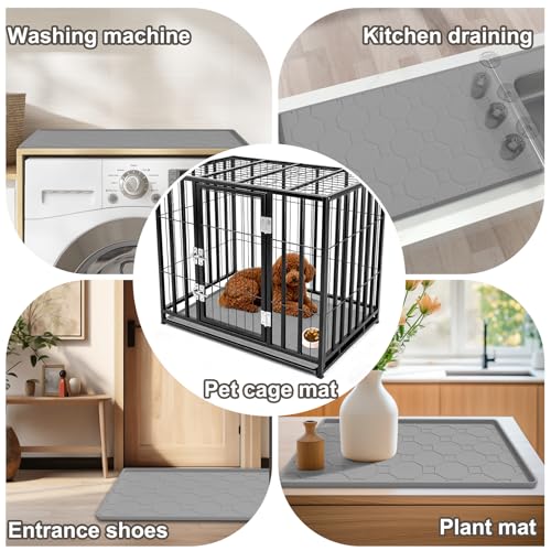 Silicone Cat Litter Mat for Litter Box-28" X 22" Kitty litter pads, Waterproof & Leak-Proof Trapping Design, Non-Slip Durable Easy to clean (Gray) - color: Grey, size: 28" X 22"