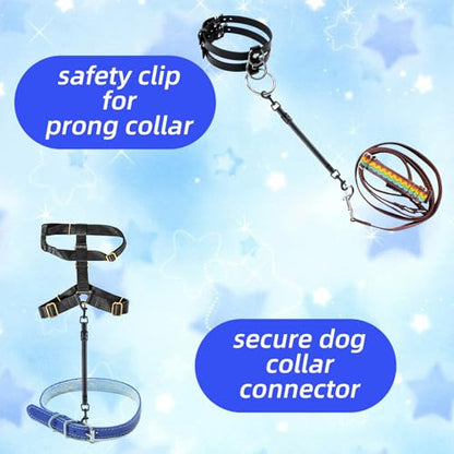 2pcs Reflective Nylon Dog Collar Clips, Double-Ended Backup Dog Collar Safety Clasp Clip Adjustable Harness Connector for Pet, Black