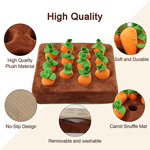 Interactive Dog Toys，Carrot Snuffle Mat for Dogs Plush Puzzle Toys 2 in 1 Non-Slip Nosework Feed Games Pet Stress Relief with 12 Carrots - style: NORMAL