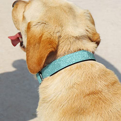 TDTOK Glittering Basic Dog Collar, Comfy & Durable Bling Dog Collar for Small Medium Large Dogs with Eco-Friendly Plastic Buckle, Adjustable Stylish Nylon Dog Collars, Fit Necks: 9.8-22.4’’ - color: Mint Green, size: L