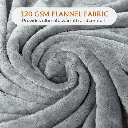 TOONOW Fleece Blanket Twin Size -320GSM Lightweight Fuzzy Soft Textured Flannel Blankets for Couch, Sofa, Bed, 60x80 inchs,Light Grey - color: Light Grey, size: Twin- 60" x 80"
