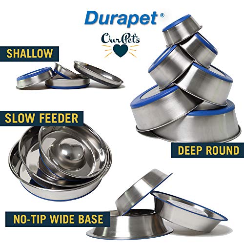 OurPet's DuraPet Premium Dishwasher Safe Stainless Steel Dog Bowl for Food or Water [Multiple Sizes for Small to Large Dogs] in Traditional or Wide Base Design - 2.25 Cup - size: 2.25 Cups