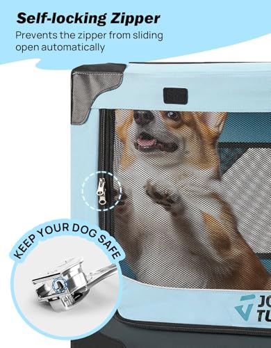 JOYTUTUS Pet Day Special, 20 Inch Collapsible Dog Crate, Steel Frame 8-Bar Foldable Soft Kennel, Portable Travel Crate for Puppy & Small Dog Up to 13lbs, Oxford Cat Carrier for Car Indoor Outdoor - size: XS (20" L x 13" W x 13" H)