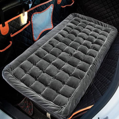 Dog Bed for Car Back Seat Soft Plush Backseat Pet Bed Mat Non-Slip Travel Pet Mat, Fuzzy Plaid Dog Seat Cover, Fit for Backseat Extenders and Trucks SUVs (Glossy-Dark Gray, 54" x 24.8") - color: Glossy-Dark Gray