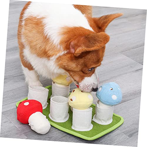 Abaodam Interactive Dog Slow Feeder Toy Creative Puppy Sniffle Mat Squeaky Mushroom Dog Training Foraging Pad for Chewing and Boredom Relief