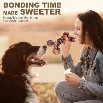 Kseroo 3-Pack Indestructible Dog Chew Toys for Aggressive Chewers: Bacon Flavored Rock-Hard Solid Nylon, Tough Dog Bones for Medium/Large Dogs 25-90lbs, Heavy Duty Dog Toys to Keep Them Busy, Brown-XL - color: 3PC-Bacon-Brown