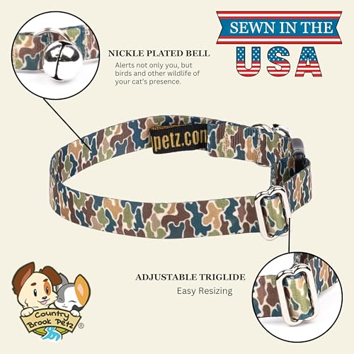Country Brook Petz - Creekbottom Camo Cat Collar - Camouflage Collection Featuring Rugged Designs - color: Creekbottom Camo