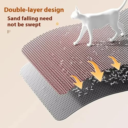 Double-Layer Cat Litter Mat, Extra Large Anti-Tracking Trapping Mat,Waterproof Non-Slip for Single/Multi-Cat Households - Keep Floors Clean(17.72x23.62Inch)