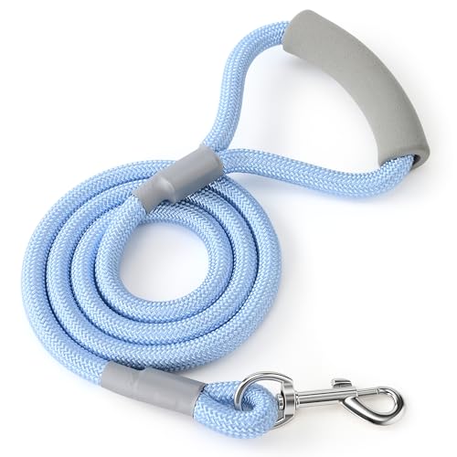Mile High Life Dog Leash, with Comfortable Padded Handle, Blue Nylon Rope Leash with Steel Tips, Heavy Duty 4 Feet Pet Leashes (Blue,48 Inches) - color: Nylon Rope - Blue, size: 4 Feet