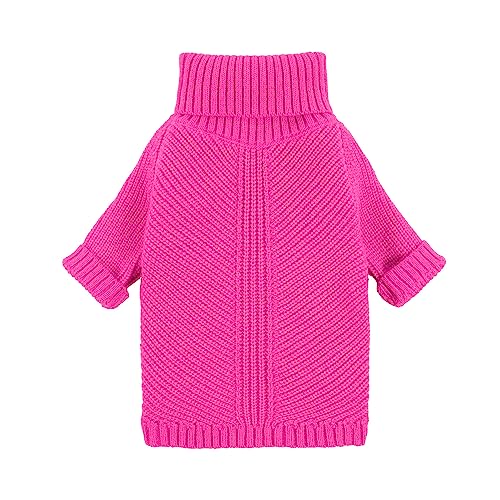 Fitwarm Valentines Dog Turtleneck Sweater, Dog Winter Clothes for Small Dogs Girl, Knitted Pet Coat, Cat Outfit, Hot Pink, XS - color: Rose Red, size: X-Small