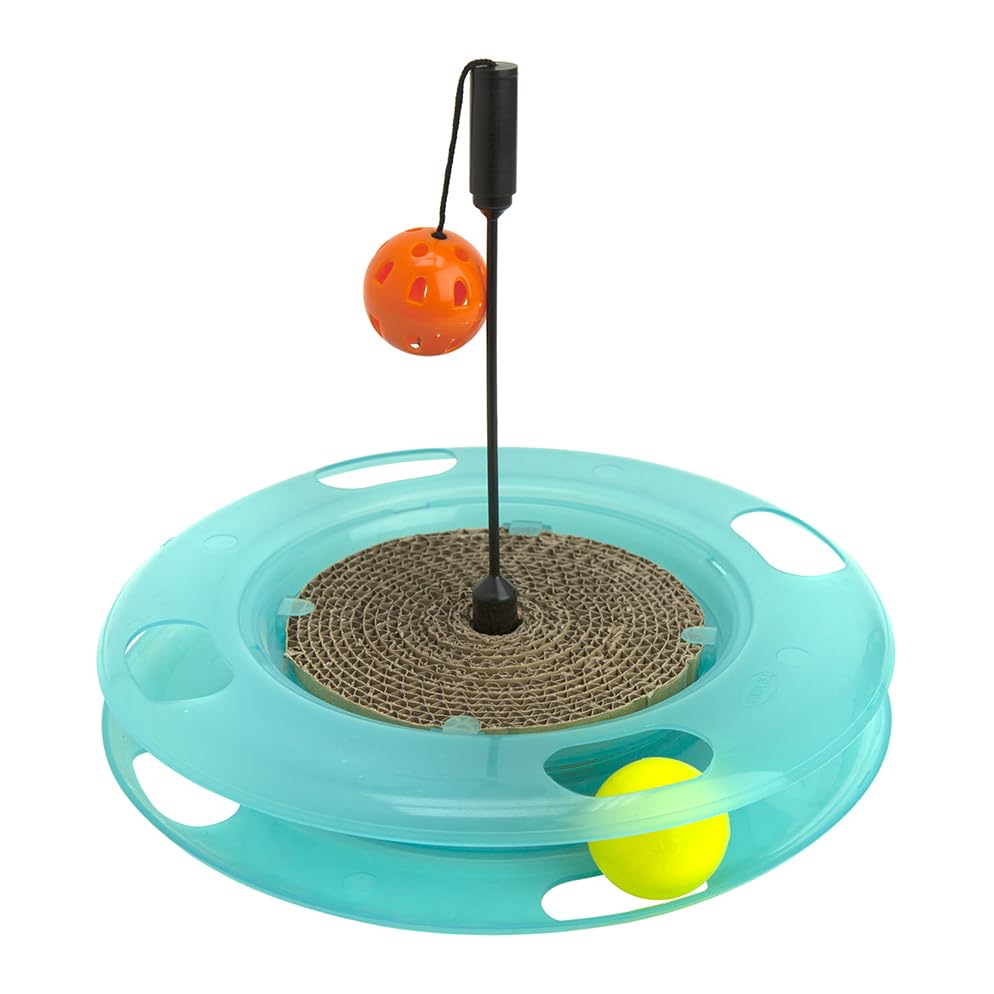Kitty City Swat Ball Track Cat Toy, 3 Toys in 1 Cat Toy for Cat and Kitty, Ball Track Cat Toy with Hanging Ball and Scratch Pad, 10.5" x 12.00" x 12.00, CM-0209-CS01 - color: D) Medium Scratcher