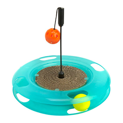 Kitty City Swat Ball Track Cat Toy, 3 Toys in 1 Cat Toy for Cat and Kitty, Ball Track Cat Toy with Hanging Ball and Scratch Pad, 10.5" x 12.00" x 12.00, CM-0209-CS01 - color: D) Medium Scratcher