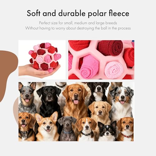 Mira's Pocket Dog Snuffle Ball Toy, Mental Stimulation Chew Toy for Dogs & Cats, 6 inches Licking Mat Treat Dispensing Ball with Hollow Design, Slow Feeder for Fast Eaters (Pink) - color: Pink
