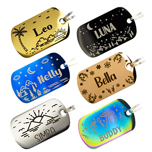 Personalized Dog Tag with 5 Lines of Custom Deep Engraved Durable Stainless Steel Pet ID Name Tag Designer Small Size Rectangle - size: Small, style: Regtangle