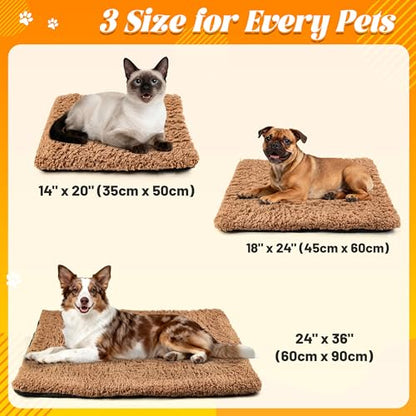 PatiencET Self Warming Cat Bed for Indoor Cats 14'' x 20'' - Cozy Fleece Heating Pad, Non-Electric Thermal Mat for Small Pets, Washable Soft Cushion for Winter Comfort and Warmth Khaki