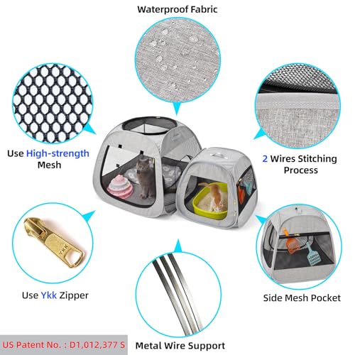 Tenrai Portable Cat Playpen, Trapezoidal Design for Better Standing, Foldable Pet Tent for Indoor and Outdoor Use of Kitten and Puppy, Dog Play Enclosure, Cat Houses & Condos