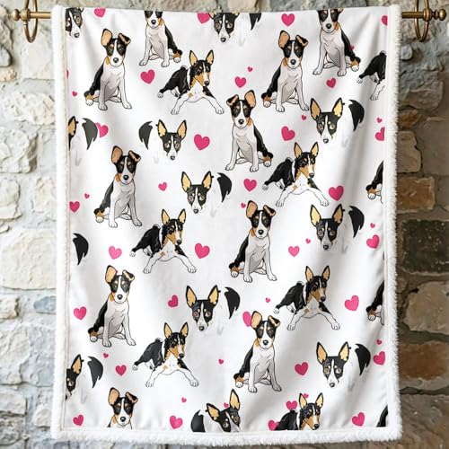 BlessLiving Rat Terrier Throw Blanket, Reversible Plush Fluffy Rescue Dog Sherpa Fleece Bedding for Kids Teens, Home Decor for All Seasons (Twin, 60 x 80 Inches) - color: Rat Terrier, size: Twin, 60 x 80 Inches
