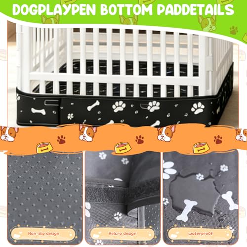 Dog Playpens Cover and Bottom Mat Set,Playpen Not Included, Non-Slip Dog Crate Covers 36 Inch, Dog Playpen Bottom Pad, Washable Reusable Puppy Playpen Pad for Pet PlayPen, Dog Kennel Covers 36 Inch