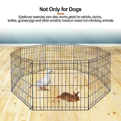 Foldable 24/30/36/42/48 Inch Metal Exercise Dog Play Pen Indoor Outdoor Playpen for Small Animals 8 Panel Pet Fence for Home Yard Camping