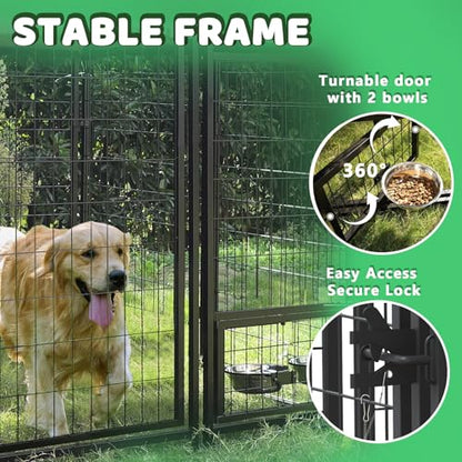 LEMBERI 4x4x4 Outside Dog Kennel with Roof for Large Dogs,Heavy Duty Welded Wire Steel Dog Playpen Fence with Secure Lock, Pet Pen with UV-Resistant Waterproof Cover (45.4''L x 50.4''W x 56.6''H) - size: 45.4"L x 50.4"W x 56.6"H