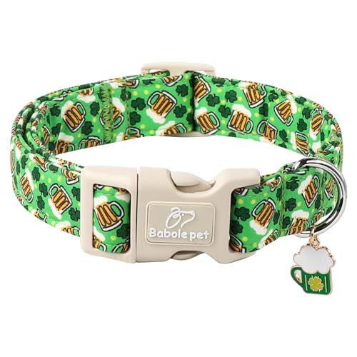 St Patricks Day Dog Collar for Small Dogs - Green Beer Shamrock Dog Collars for Boys&Girls Dogs, Adjustable Irish Clover Puppy Collar with Quick Release Buckle XS - color: Beer Shamrocks, size: XS